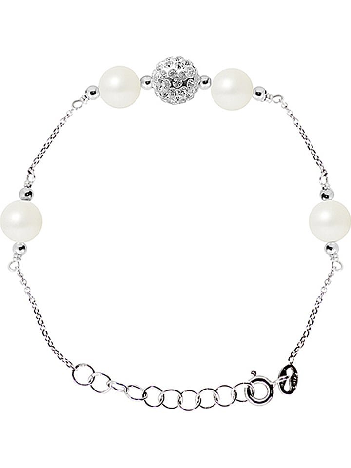 Pearl Addict Srebrna bransoletka z perłami i kryształami