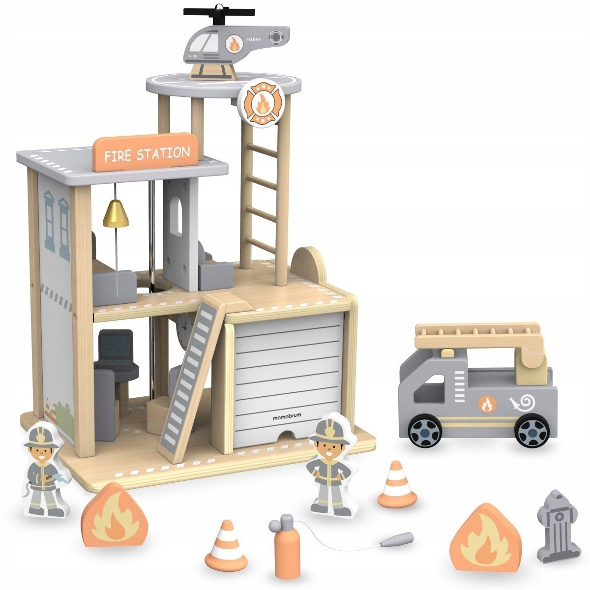 Drewniana Remiza Strażacka z akcesoriami Straż