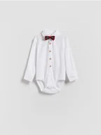 Skarpetki dla dzieci - Reserved - Bawełniane body z muszką - biały - miniaturka - grafika 1