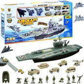 Samoloty i helikoptery - Duży Lotniskowiec statek wojskowy + samoloty auta - miniaturka - grafika 1