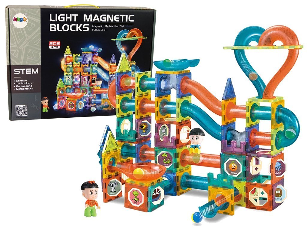 Magnetyczna świecąca konstrukcja kulkowy tor 202 elementy