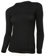 Koszulki sportowe damskie - Brubeck Koszulka termoaktywna damska ACTIVE WOOL LS12810 Czarna - miniaturka - grafika 1