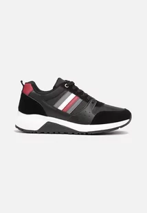 Czarne Buty Sportowe ze Sznurowaniem i Dekoracyjnymi Wstawkami Hanu - Moda i Uroda OUTLET - miniaturka - grafika 1