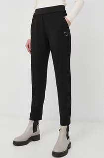 Spodnie damskie - Armani Exchange spodnie dresowe damskie kolor czarny gładkie - grafika 1
