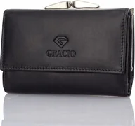 Portfele - Portfel SKÓRZANY GRACIO mały DAMSKI RFiD Czarny - miniaturka - grafika 1