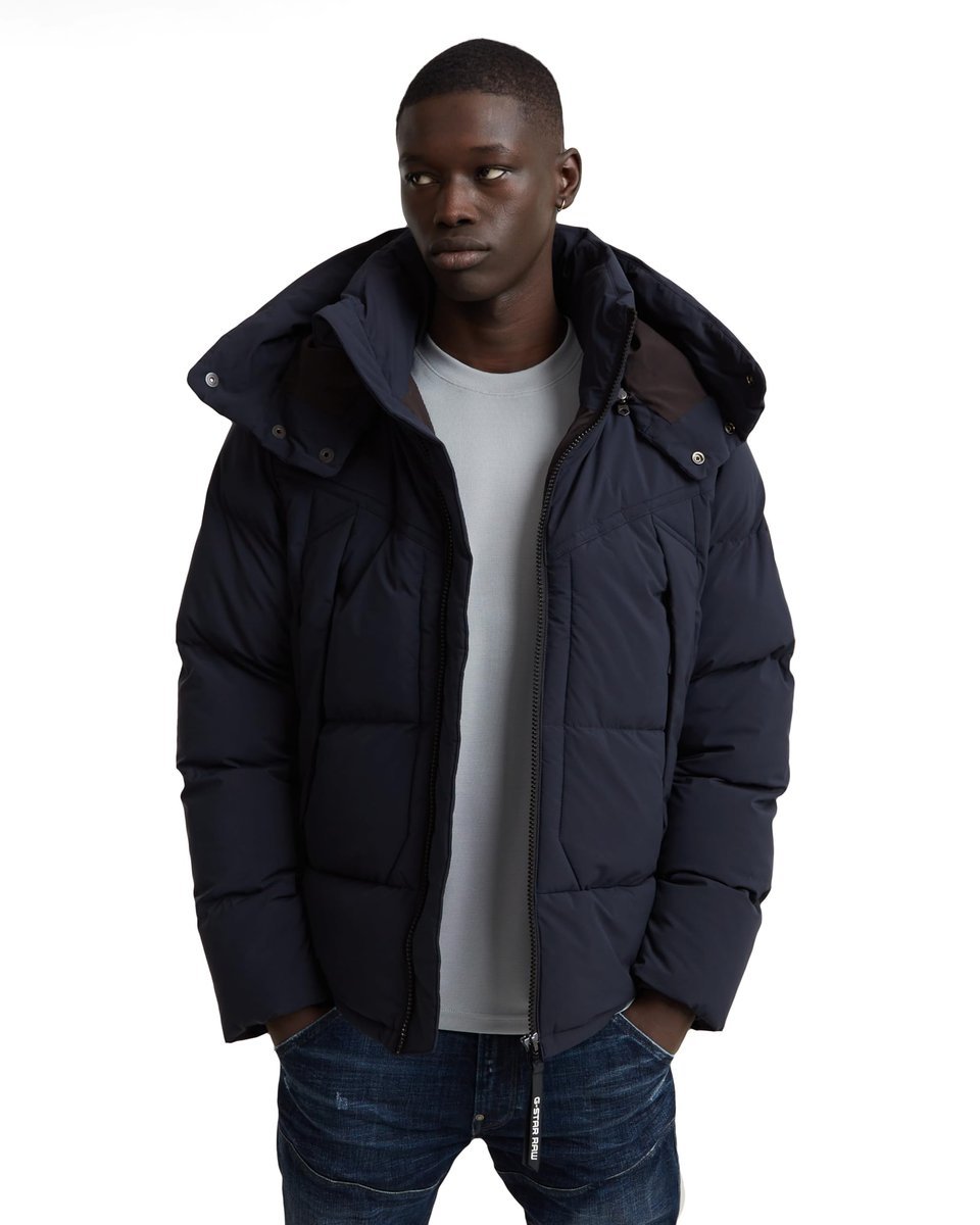G-STAR RAW MĘSKA KURTKA PUCHOWA NA ZIMĘ Z KAPTUREM GRANATOWA S 27BA
