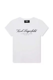 Koszulki dla dziewczynek - Karl Lagerfeld t-shirt dziecięcy kolor biały z nadrukiem - grafika 1