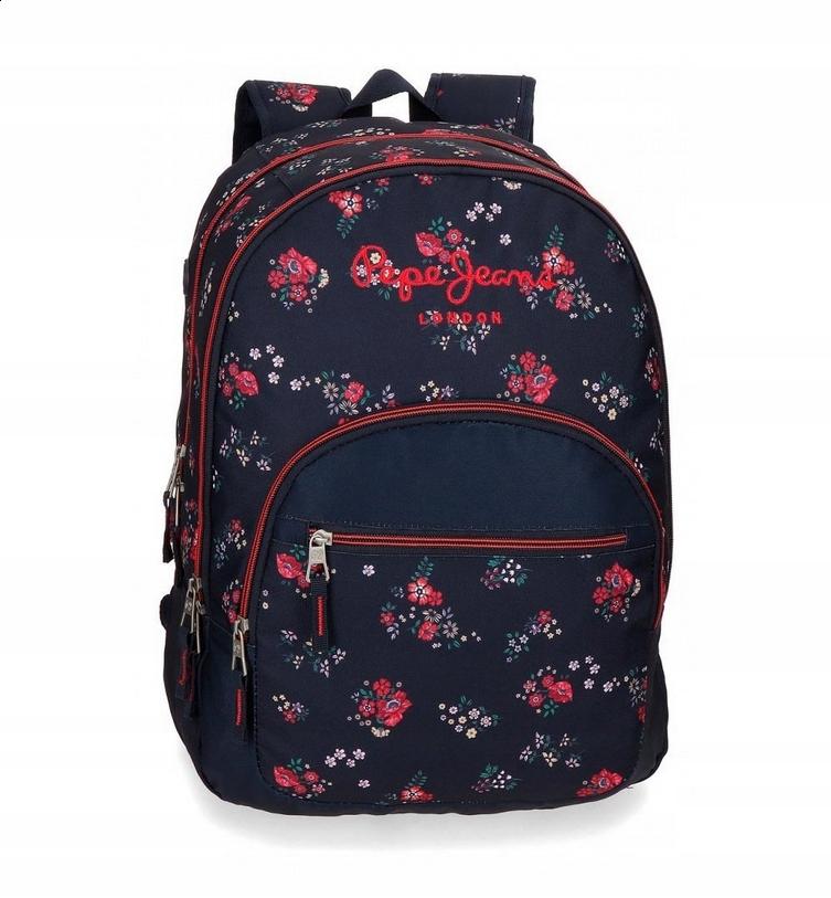 Plecak Pepe Jeans wielokomorowy szkolny miejski w kwiaty