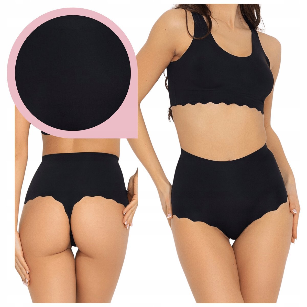 Majtki MITEX Feel Good String Maxi wysoki stan modelujące gładkie czarne M