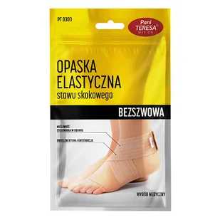 Pani Teresa, opaska elastyczna stawu skokowego PT 0303, skarpetka, bezszwowa, czarna, rozmiar M, 1 sztuka - Ortezy, stabilizatory i opaski elastyczne - miniaturka - grafika 1