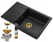 Zlewozmywaki - Granitan Zlew Granitowy Louis Granit Ociekacz Syfon Złoty - miniaturka - grafika 1