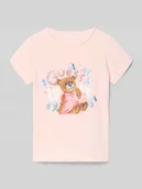 Koszulki dla dziewczynek - T-shirt z detalem z logo - miniaturka - grafika 1