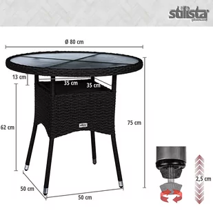 STOLIK KAWOWY OKRĄGŁY 80 CM TECHNORATTAN BALKON - Meble ogrodowe - miniaturka - grafika 3