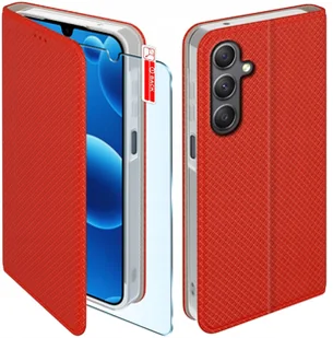 Etui z klapką do Samsung A26 5G Zamykane Czerwone Futerał + Szkło 9H - Etui i futerały do telefonów - miniaturka - grafika 1