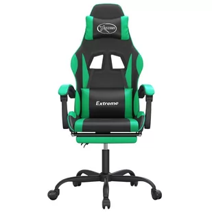 Lumarko Fotel gamingowy z podnóżkiem, czarno-zielony, sztuczna skóra - Fotele gamingowe - miniaturka - grafika 4