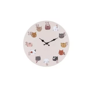 Dziecięcy zegar ścienny Cats, 33 cm, beżowy - Zegary - miniaturka - grafika 1