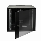 Szafy rack - Szafa wisząca RACK 19 cali 9U/600mm drzwi przeszklone otwierane boki RAL 9005 BOCK-019-090-600-C - miniaturka - grafika 1