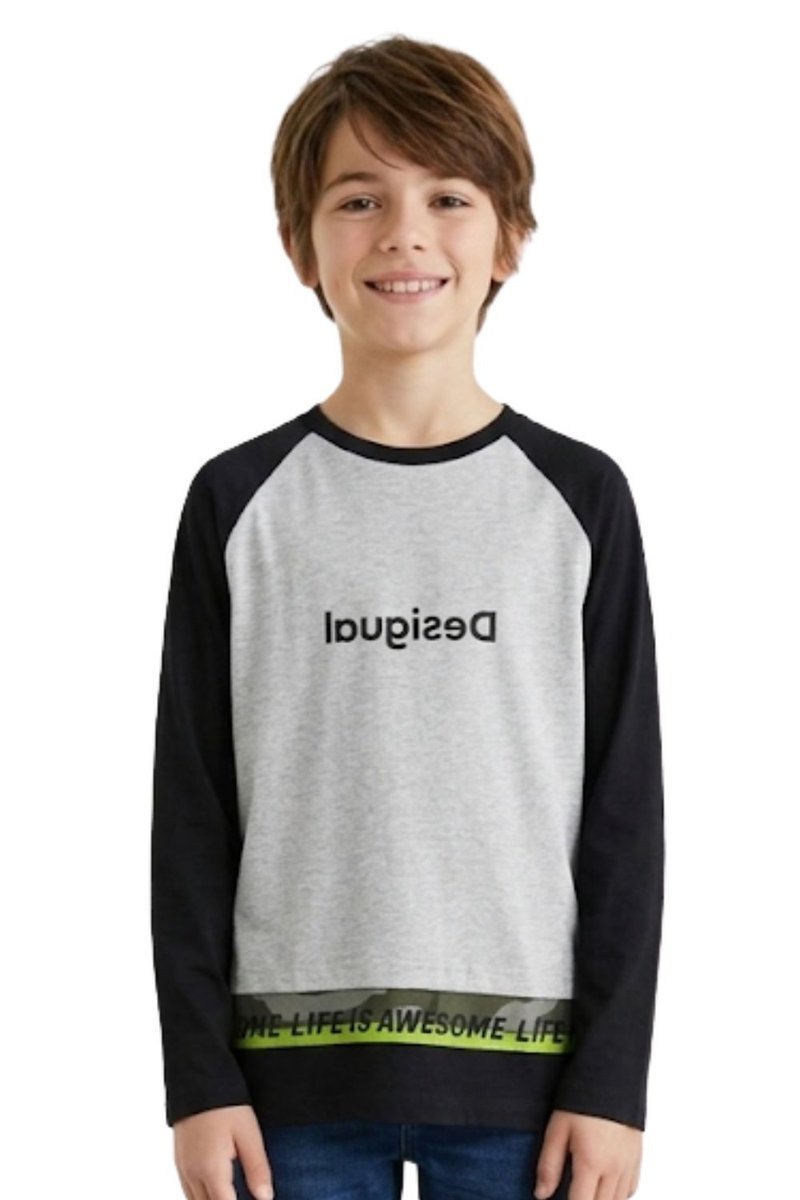 Bluzka dziecięca Desigual Grey czarno szara-110