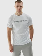 Koszulki męskie - T-shirt regular z nadrukiem męski 4F 4FWAW24TTSHM1586-10S Biały - miniaturka - grafika 1