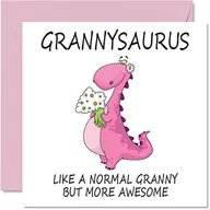 Kartki okolicznościowe i zaproszenia - Kartki urodzinowe dla babci - babci - kartka na Dzień Matki od wnuczki wnuka, Happy Birthday Babcia, kartka urodzinowa dla babci dinozaura, 145 mm x 145 mm sezonowe kartki z życzeniami dla babci - miniaturka - grafika 1