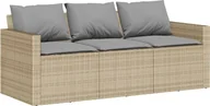 Sofy ogrodowe - vidaXL Sofa ogrodowa z poduszkami 3-osobowa beżowa z polirattanu - miniaturka - grafika 1
