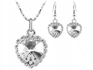 Zestawy biżuterii dla kobiet - Srebrny komplet biżuterii białe serca srebrzone z cyrkoniami serduszka - miniaturka - grafika 1