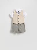 Komplety dla niemowląt - Reserved - Elegancki komplet z muszką - brązowy - miniaturka - grafika 1