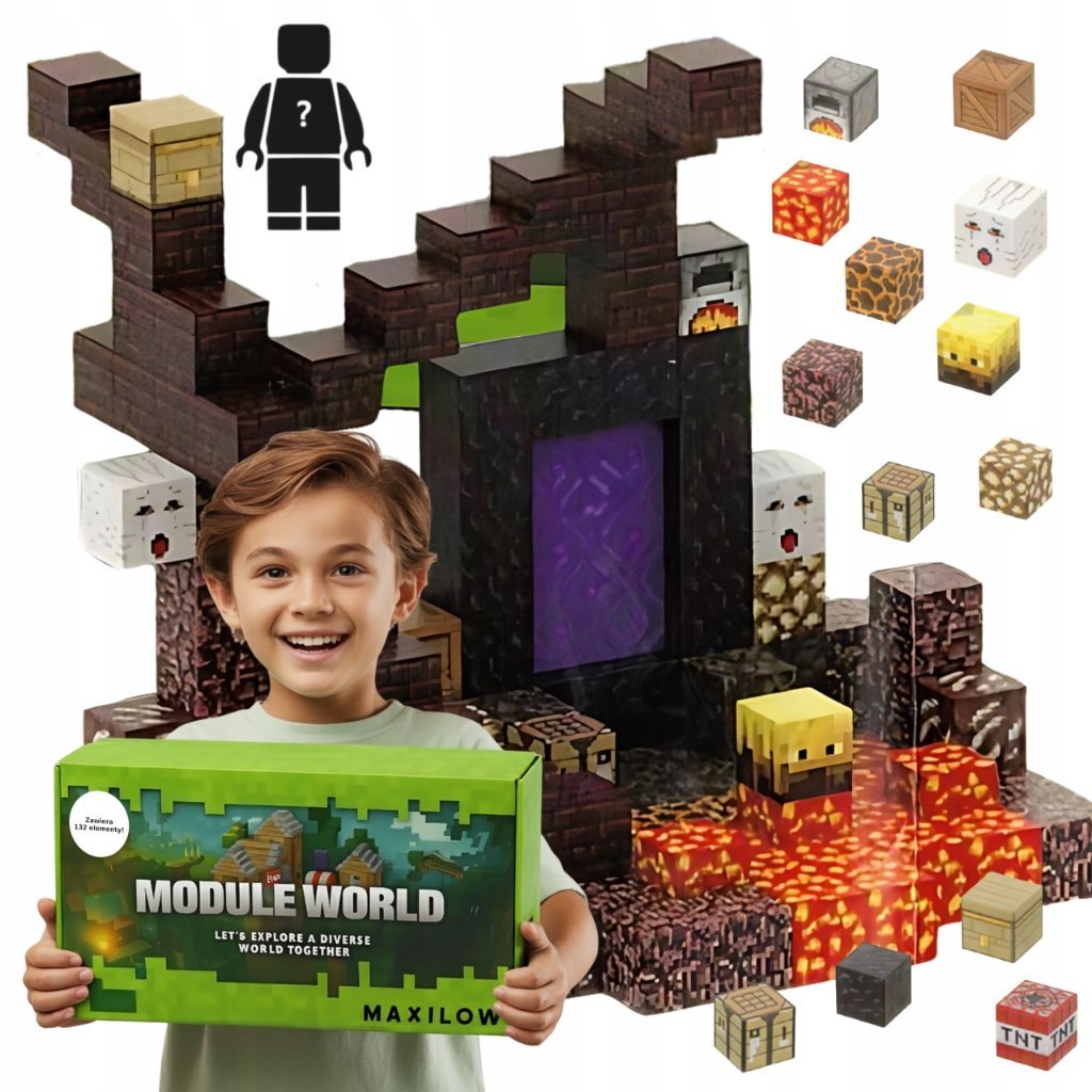 KLOCKI MAGNETYCZNE 132 elementów + 4 ludziki