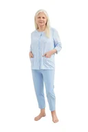 Piżamy damskie - PIŻAMA DAMSKA L NIEBIESKA ROZPINANA KRÓTKI RĘKAW 3/4 BAWEŁNIANA - miniaturka - grafika 1