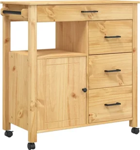vidaXL Wózek kuchenny MONZA 84x40x90 cm lite drewno sosnowe - Wózki kuchenne - miniaturka - grafika 1