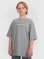 Koszulki dla chłopców - 4F T-shirt oversize z nadrukiem chłopięcy - szary 122/128 (6-8 lat) - miniaturka - grafika 1