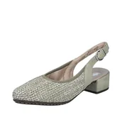 Czółenka - Rieker Damskie 47060 czółenka typu sling, zielony, 41 EU - miniaturka - grafika 1