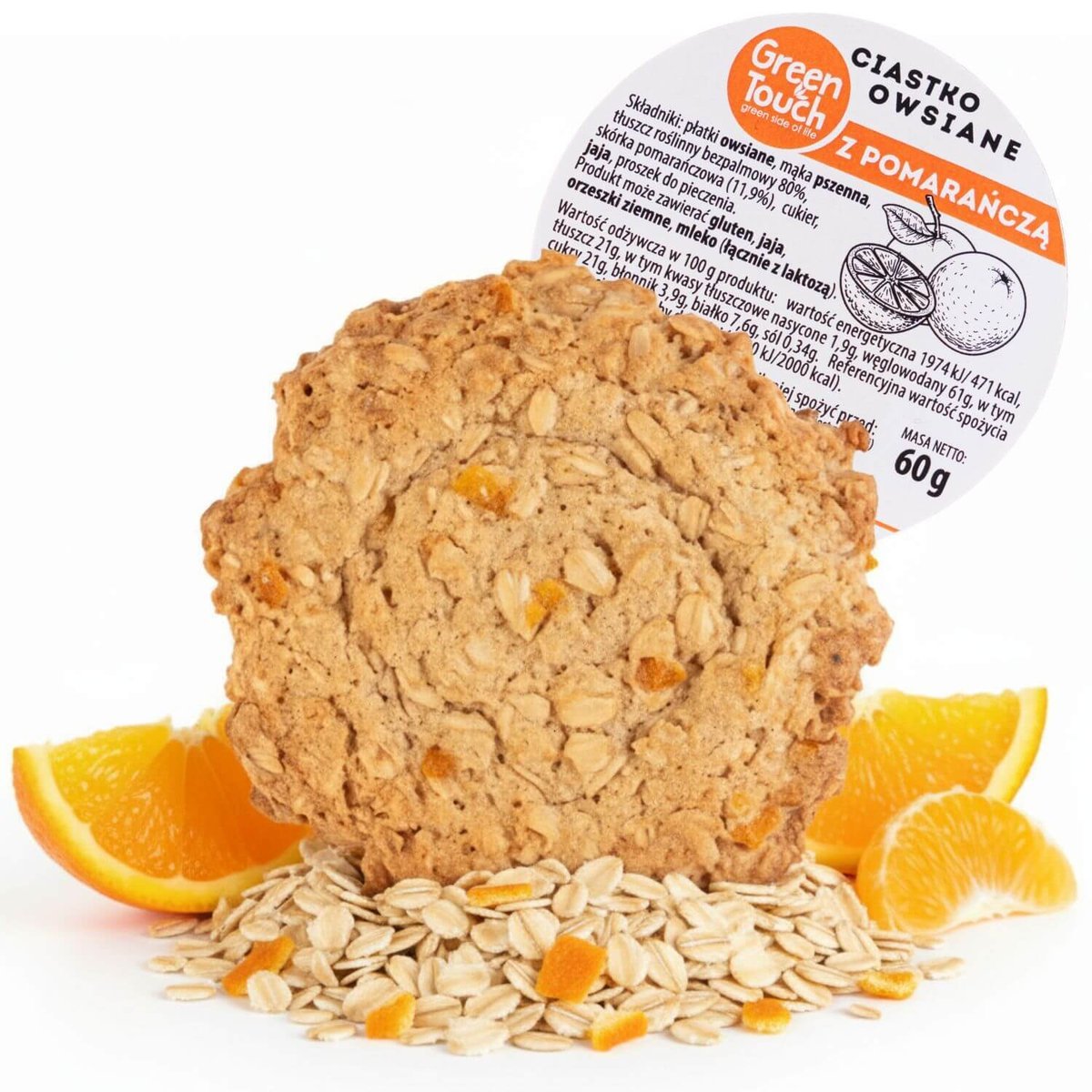 Ciastko owsiane z pomarańczą 60 g naturalne pomarańczowe rzemieślnicze
