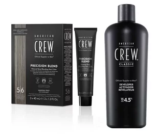 American Crew Precision Blend Odsiwiacz repigmentacja Kolor średni brąz 5-6 3x40ml + American Crew Precision Blend Utleniacz 4,5% - 500ml - Zestawy kosmetyków męskich - miniaturka - grafika 1