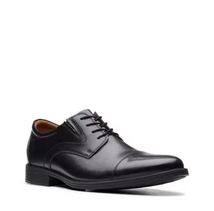 Clarks Whiddon Cap H [black leather] - rozmiar 43 - Półbuty męskie - miniaturka - grafika 1