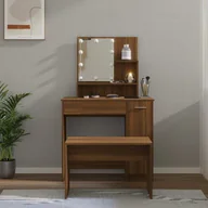Toaletki - Lumarko Zestaw z toaletką i oświetleniem LED, brązowy dąb - miniaturka - grafika 1