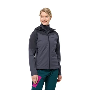 Damska kurtka softshellowa Jack Wolfskin BRISSTAL HOODY W dolphin - XS - Kurtki damskie - miniaturka - grafika 1
