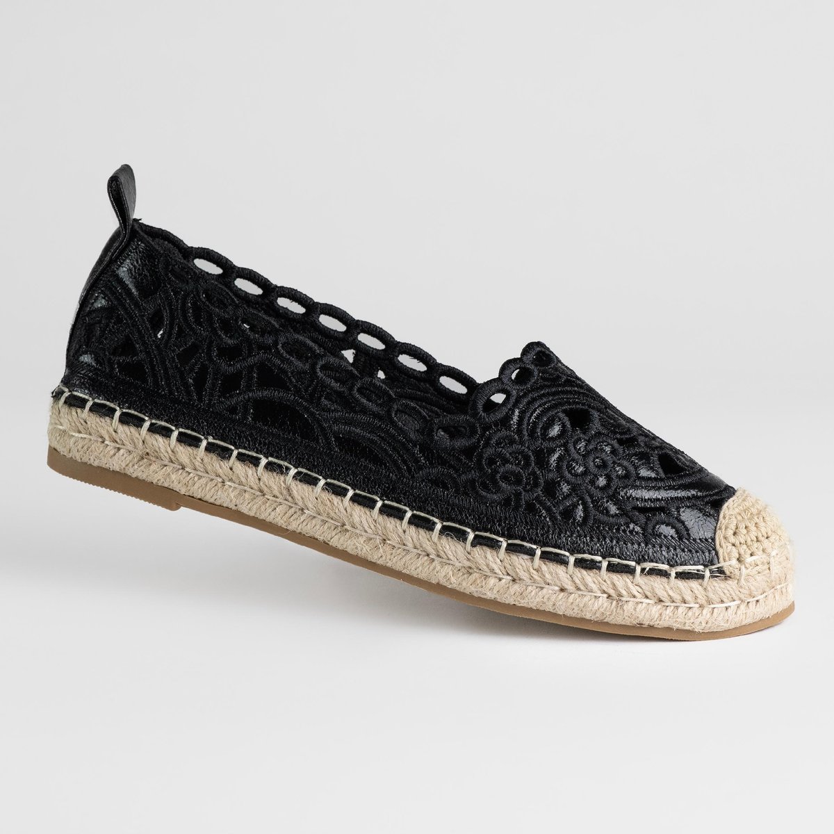 Espadryle damskie GOODIN GD-FL6115 czerń ażurek, plecione lekkie wygodne 36