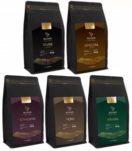 ZESTAW KAW ŚWIEŻO PALONYCH 100% ARABIKA NUNO GOLD LABEL 5X200G - Kawa - miniaturka - grafika 1