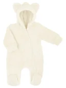 Pajacyki dla niemowląt - Niemowlęcy pajac z kapturem kremowy Nicol,r.68 - miniaturka - grafika 1