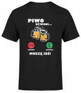 Koszulki męskie - KOSZULKA Z NADRUKIEM MĘSKA ŚMIESZNA T-SHIRT Piwo Dzwoni Muszę Iść Piwko L - miniaturka - grafika 1