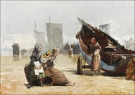 Plakaty - Galeria Plakatu, Plakat, Beach Scene, Cullercoats, Winslow Homer, 50x40 cm - miniaturka - grafika 1