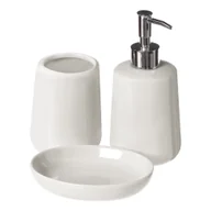 Akcesoria łazienkowe - Biały kamienny zestaw akcesoriów łazienkowych Moon – Premier Housewares - miniaturka - grafika 1