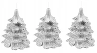 Świece - 3 x świeczki świąteczne choinka 10 cm cała srebrna - miniaturka - grafika 1