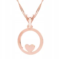 Naszyjniki - Naszyjnik Pozłacany z Serduszkiem Sercem Koło Serce Miłość SREBRO 925 - miniaturka - grafika 1