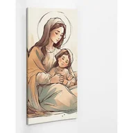 Ikony i obrazy sakralne - Ilustracja Maryja z dzieciątkiem - obraz polycanvas, 60x120 - miniaturka - grafika 1