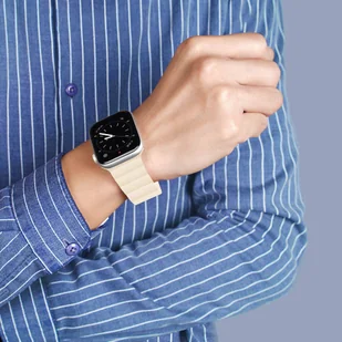 Dux Ducis Magnetic Strap pasek do Watch 7 / 6 / 5 / 4 / 3 / 2 / SE (41 / 40 / 38mm) magnetyczna opaska beżowy (Chain Version) - Etui i futerały do telefonów - miniaturka - grafika 2