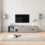 Głośniki - stojaki i akcesoria - vidaXL Stojaki pod głośniki, 2 szt, srebrne, szkło hartowane, 1 słupek - miniaturka - grafika 1