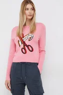 Swetry damskie - Desigual sweter damski kolor różowy lekki - miniaturka - grafika 1