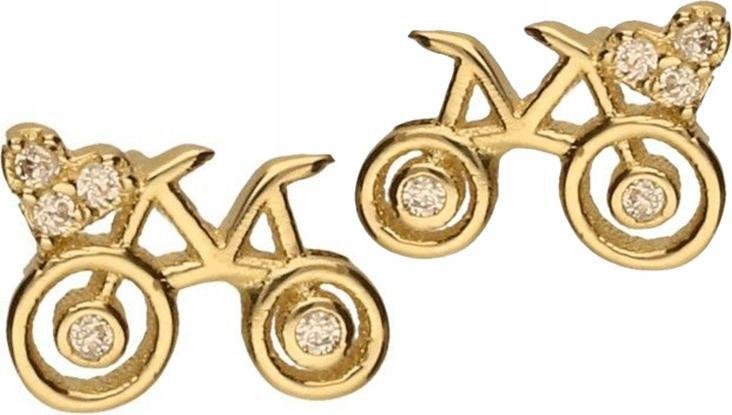 Złote kolczyki 585 rowerek z serduszkiem 1,29 g eleganckie dla niej 14k